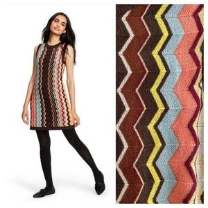 Missoni X Target Colorful Knit Zig Zag Mod Sleeveless Sweater Dress